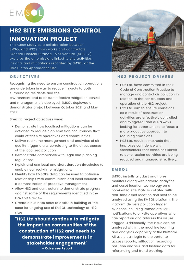 EMSOL and HS2 - Air quality monitoring 